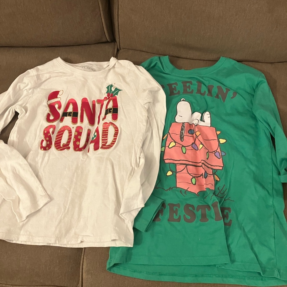 Lot of 2 christmas long sleeve shirts. These shirts are size 7/8.
